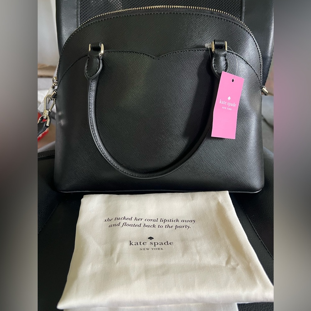 NWT Kate Spade Payton Medium Dome Satchel Bag Black with Crossbody & Dust Bag - Picture 14 of 16